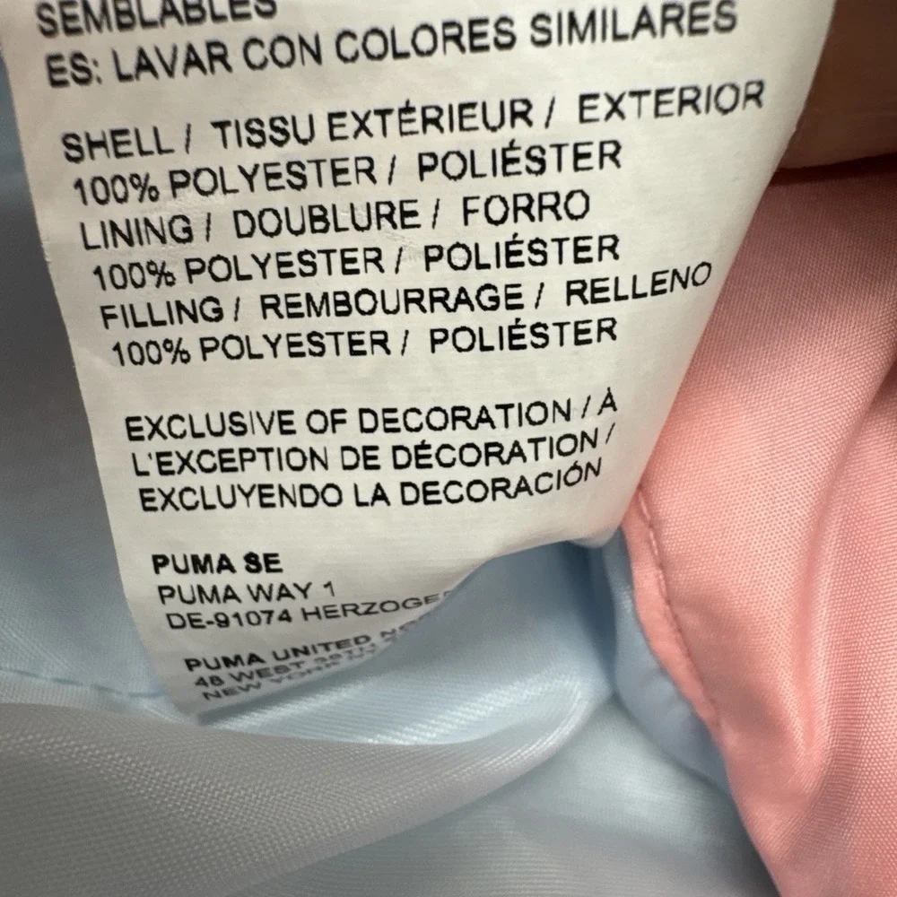 Bright Pink Puma Puffer Vest Girls Size 7/8 Silver Logo Zip Up